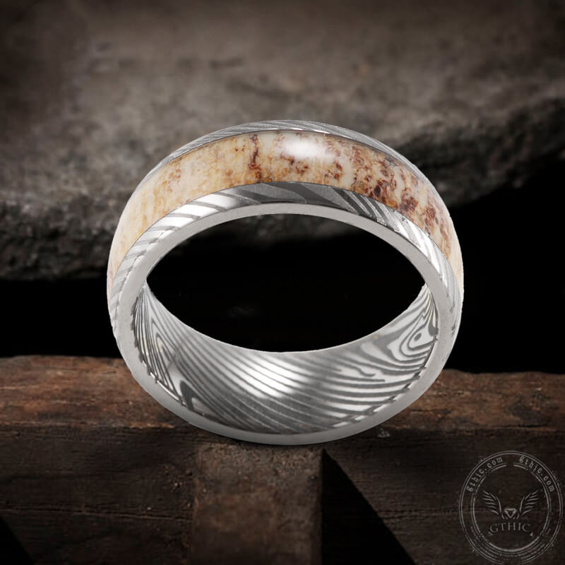 Damascus Steel Pattern Stainless Steel Ring