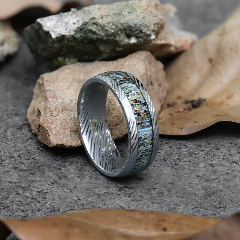 Damascus Steel Pattern Stainless Steel Ring