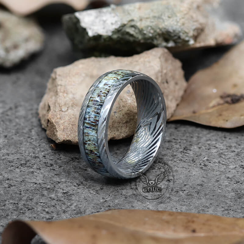 Damascus Steel Pattern Stainless Steel Ring