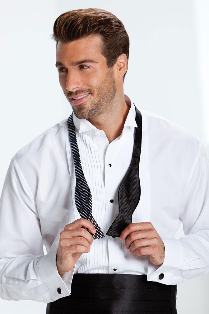 "Dante" White Pleated Wingtip Tuxedo Classic Fit Shirt