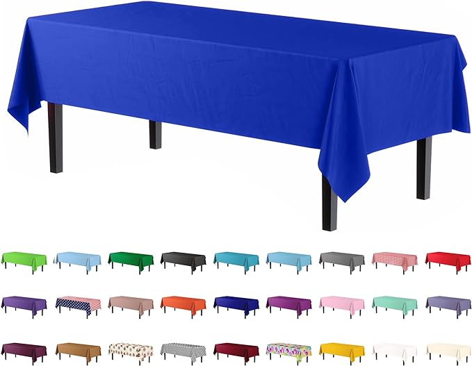 Premium Dark Blue Plastic Table Cover | Case of 96