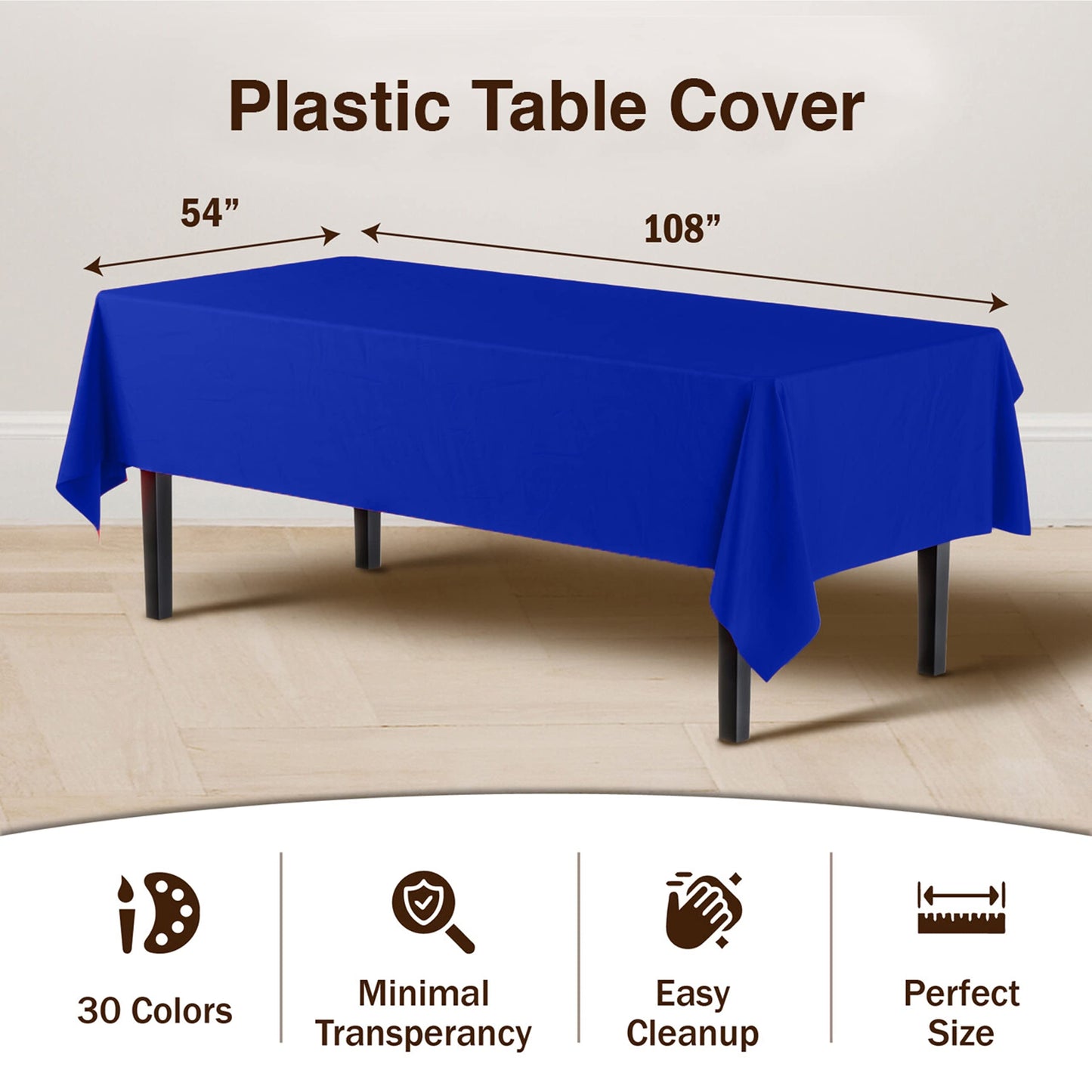 Premium Dark Blue Plastic Table Cover | Case of 96