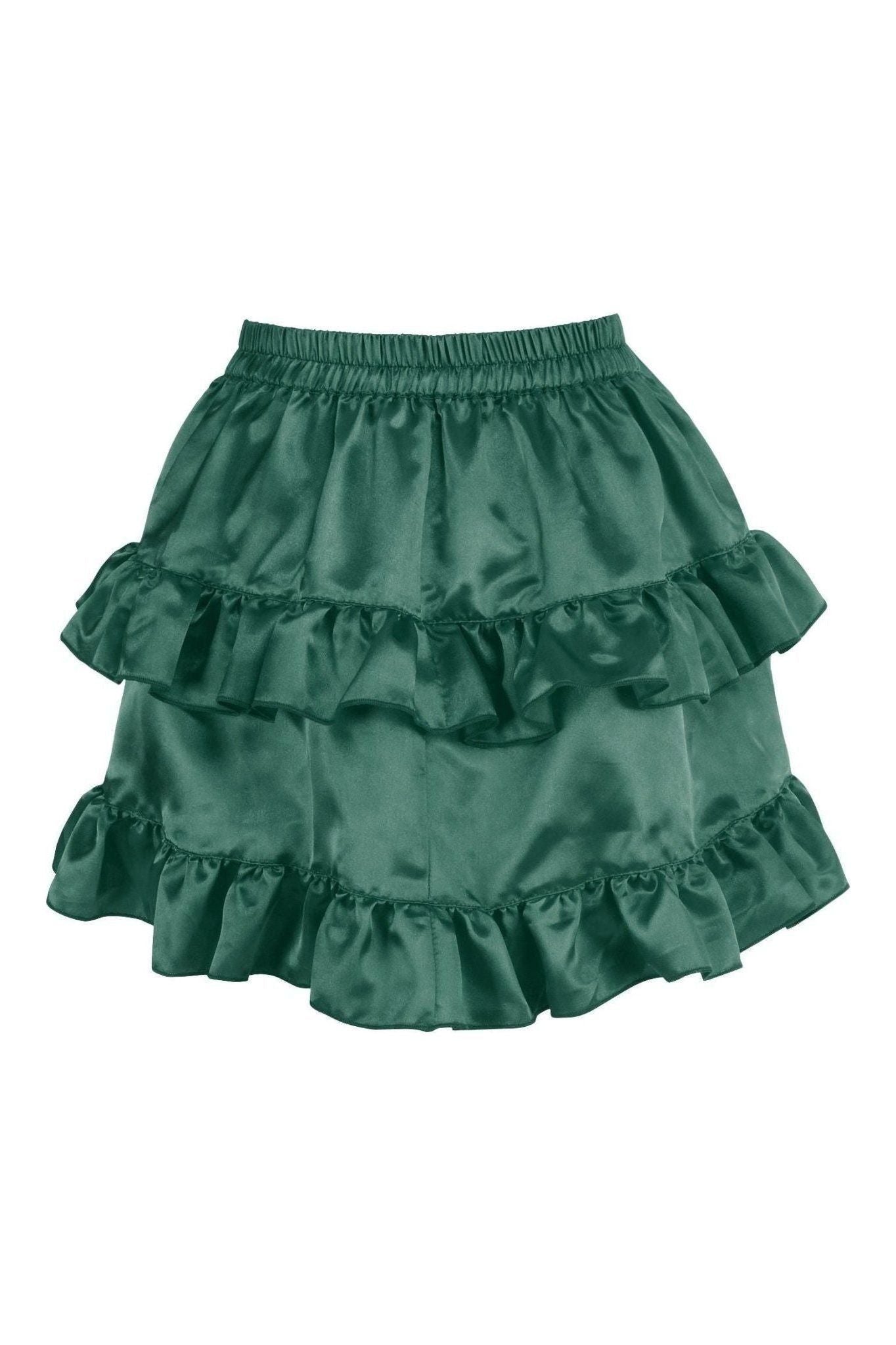 Dark Green Satin Ruched Bustle Skirt