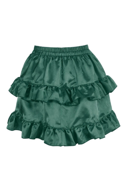 Dark Green Satin Ruched Bustle Skirt
