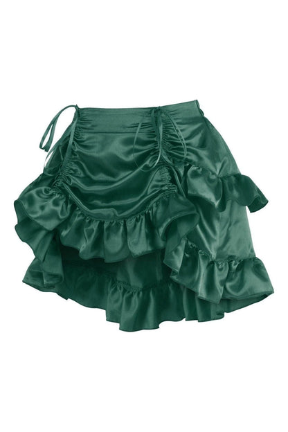 Dark Green Satin Ruched Bustle Skirt