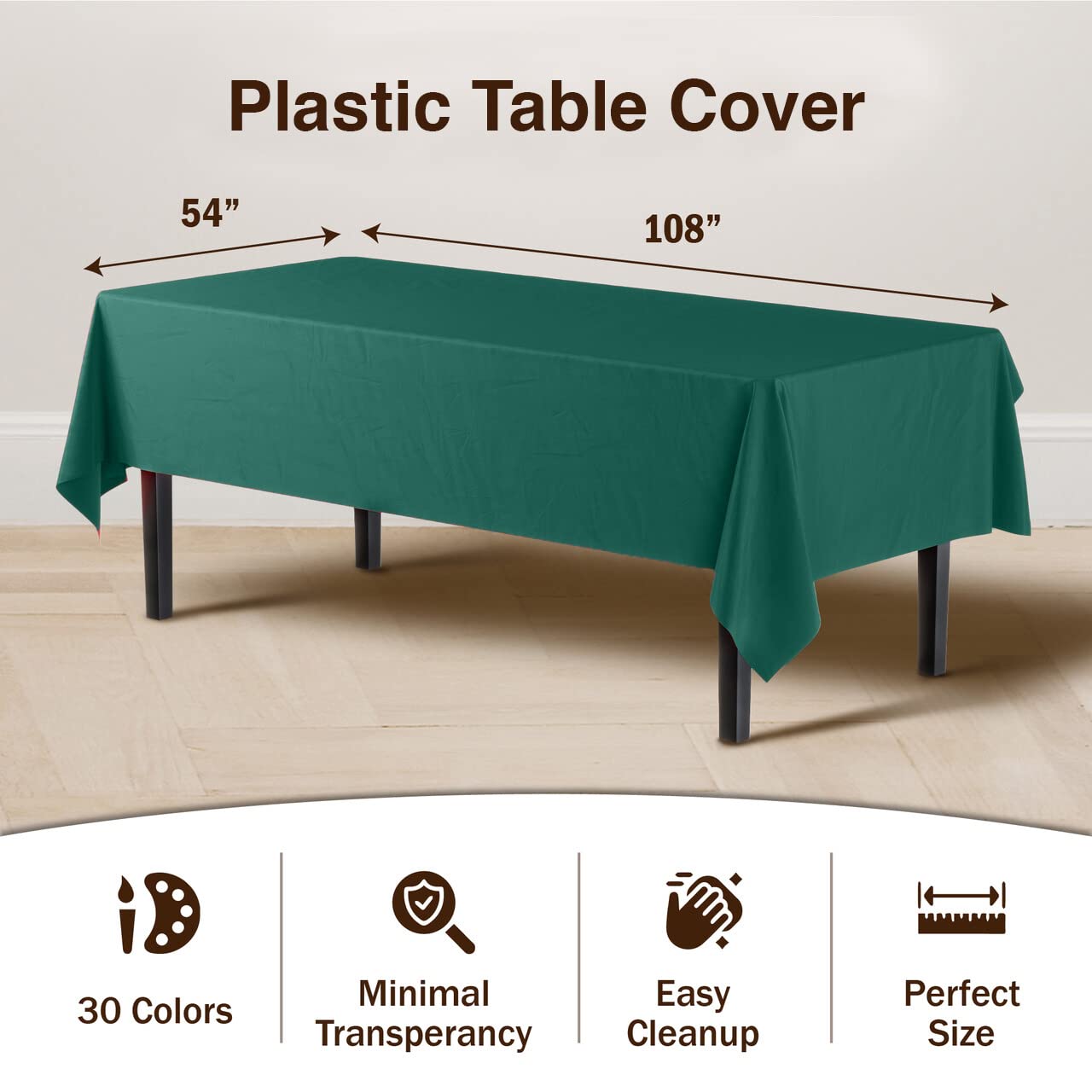 Dark Green Plastic Table Cover | Case of 48