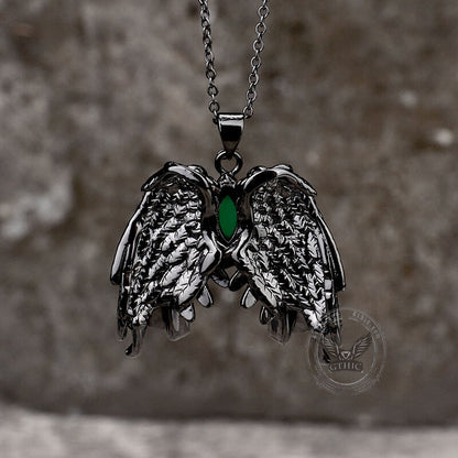 Dark Angel Wing Brass Gothic Pendant