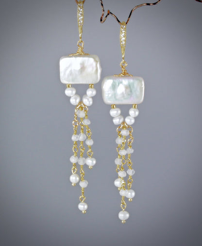 "Arianna" - Cultured Pearl Bridal Bracelet and Earrings Set