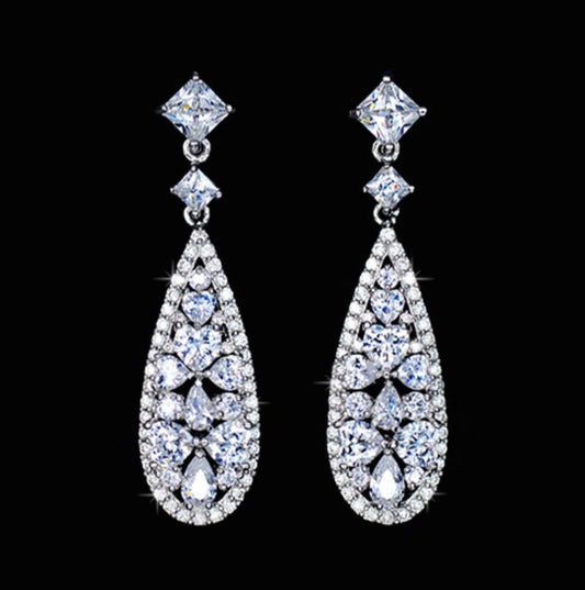 "Raquel" - Cubic Zirconia Bridal Earrings