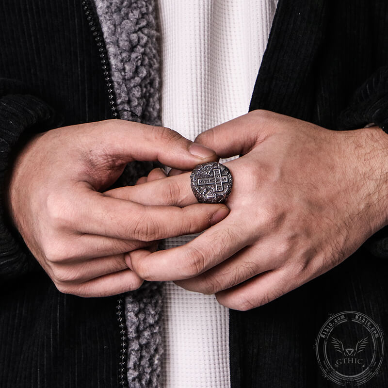 Death And Save Stainless Steel Cross Ring