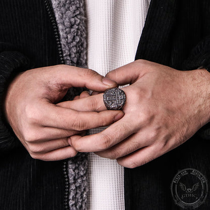Death And Save Stainless Steel Cross Ring