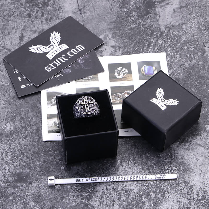 Death And Save Stainless Steel Cross Ring