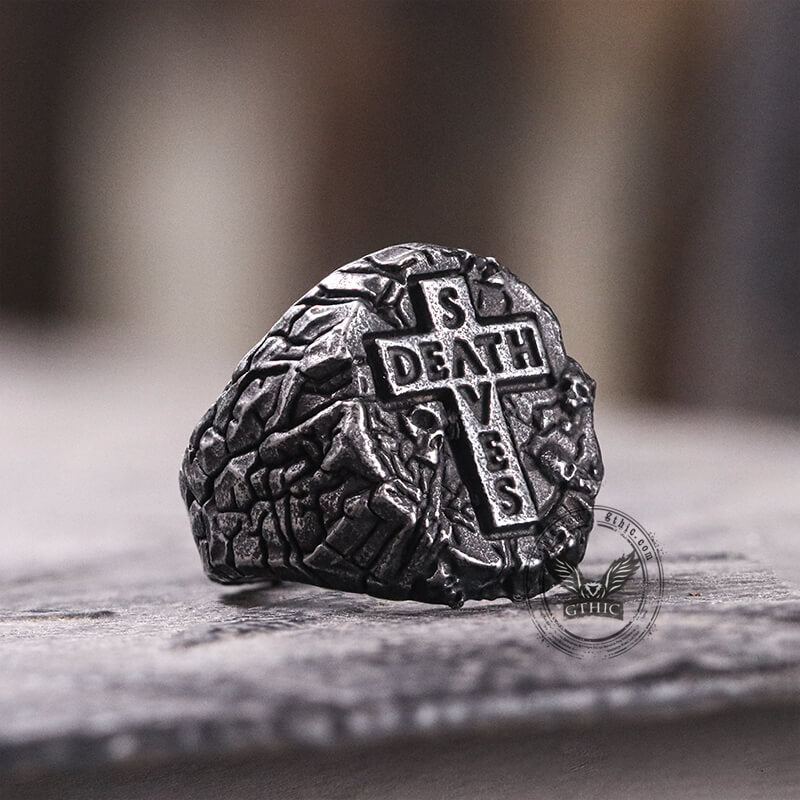 Death And Save Stainless Steel Cross Ring