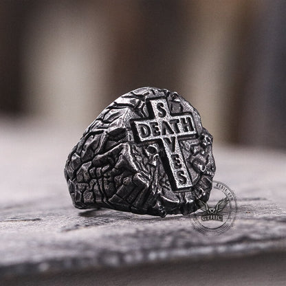 Death And Save Stainless Steel Cross Ring