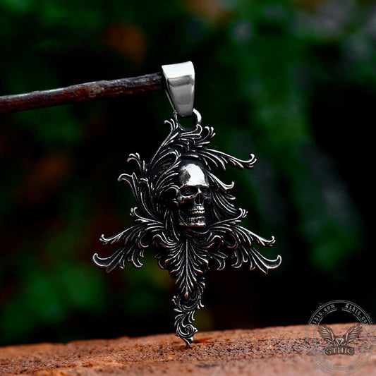 Death Vine Stainless Steel Skull Pendant