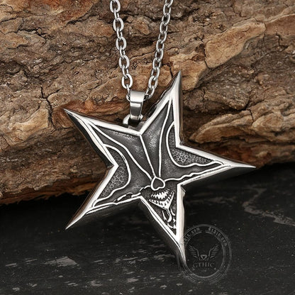 Devil Satan Smile Stainless Steel Pentagram Necklace