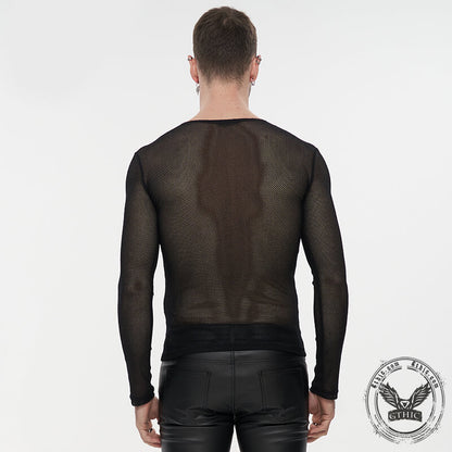 Diamond-Shaped Mesh See-Through Men's Shirt