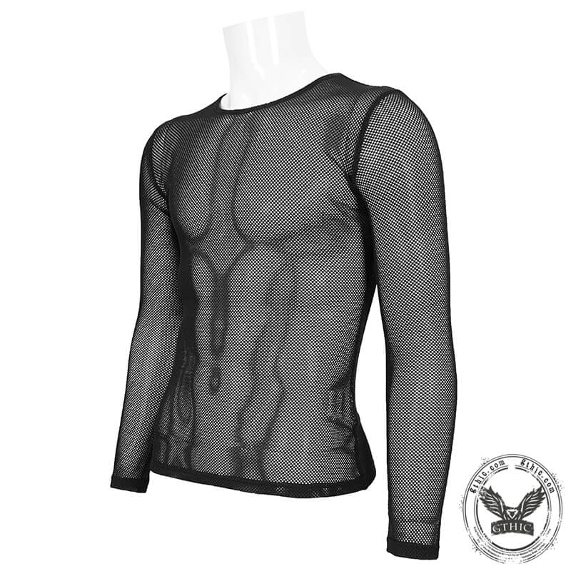 Diamond-Shaped Mesh See-Through Men's Shirt