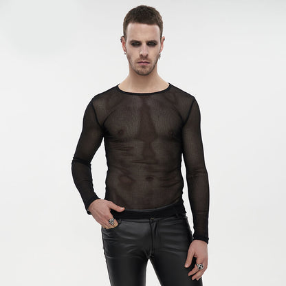 Diamond-Shaped Mesh See-Through Men's Shirt