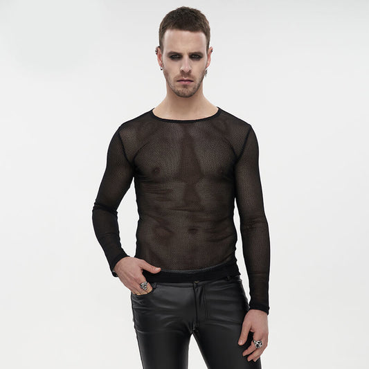 Diamond-Shaped Mesh See-Through Men's Shirt