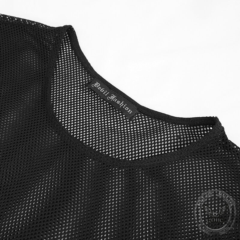 Diamond-Shaped Mesh See-Through Men's Shirt