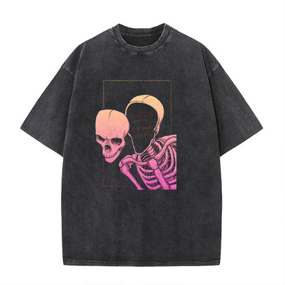 Disconnected Skull Art Vintage Washed T-shirt