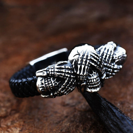 Don't Look Stainless Steel Skull Bracelet