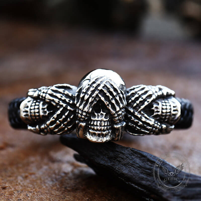 Don't Look Stainless Steel Skull Bracelet