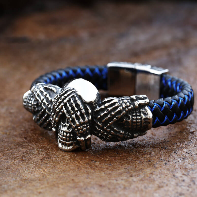 Don't Look Stainless Steel Skull Bracelet