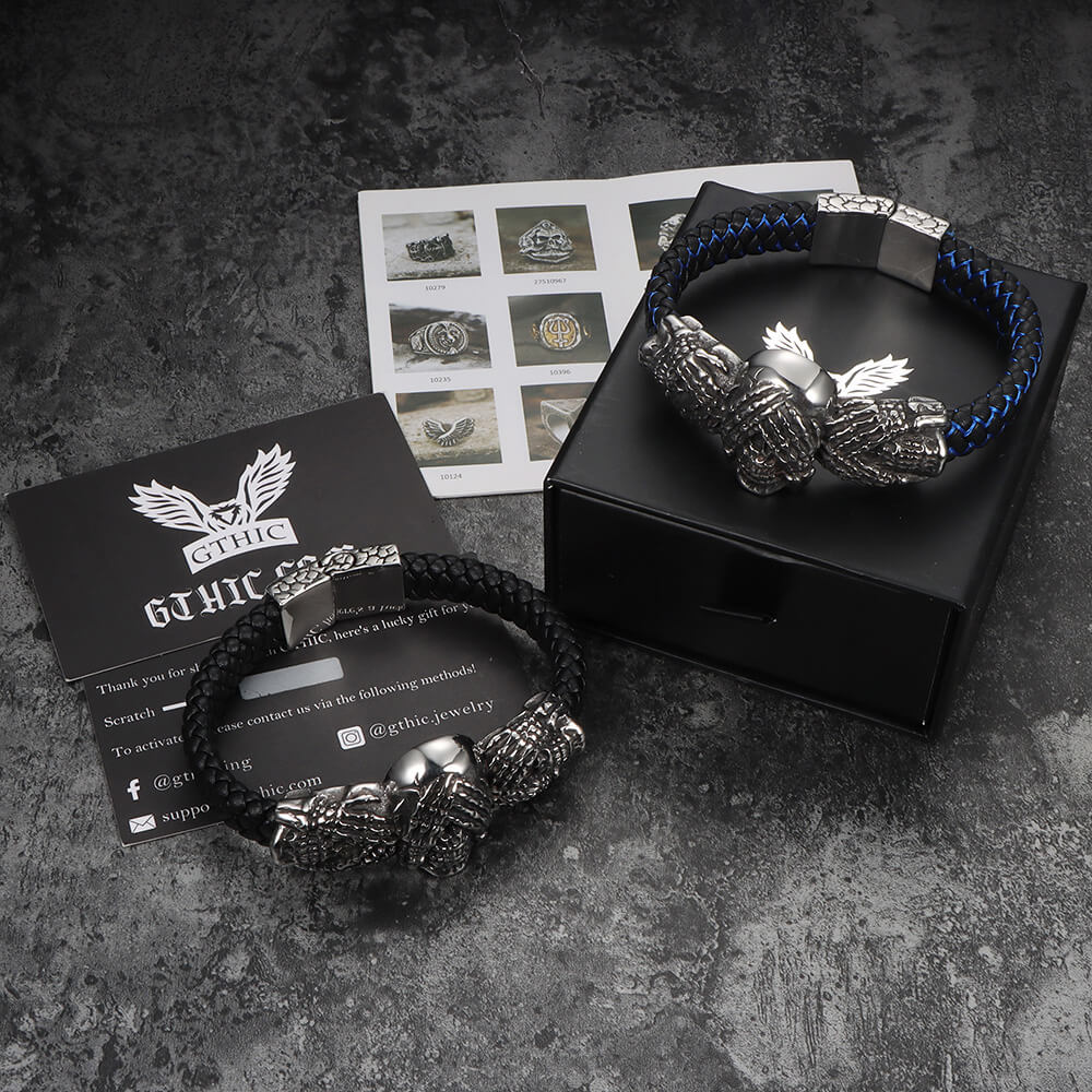 Don't Look Stainless Steel Skull Bracelet