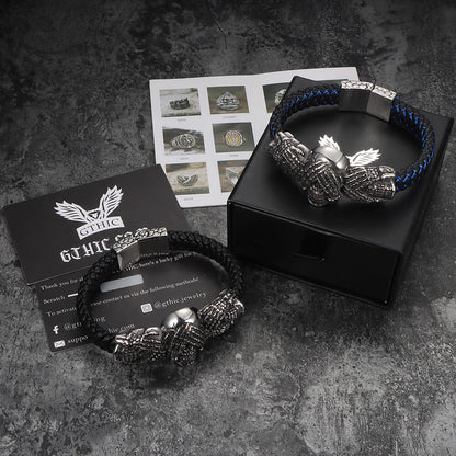 Don't Look Stainless Steel Skull Bracelet