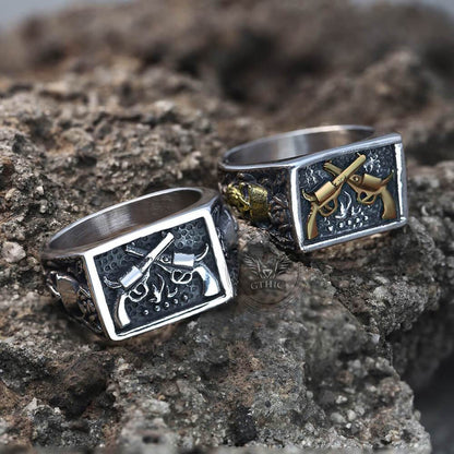 Double Guns Stainless Steel Ring