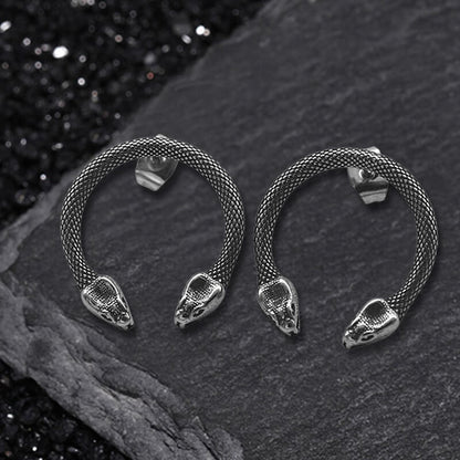 Double Head Snake Stainless Steel Stud Earrings
