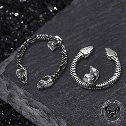 Double Head Snake Stainless Steel Stud Earrings