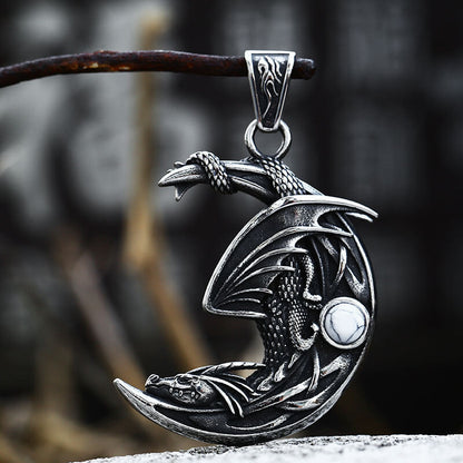 Sleeping Dragon Moon Stainless Steel Pendant