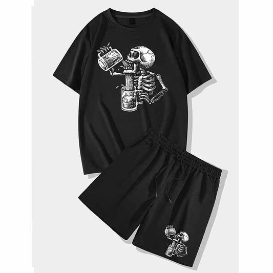Drunk Skull Short Sleeve T-shirt and Shorts Set
