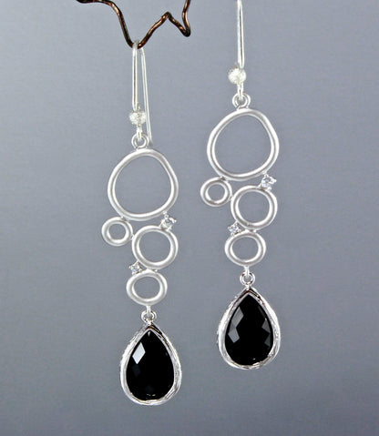 "Ella" - Black Onyx Drop Earrings