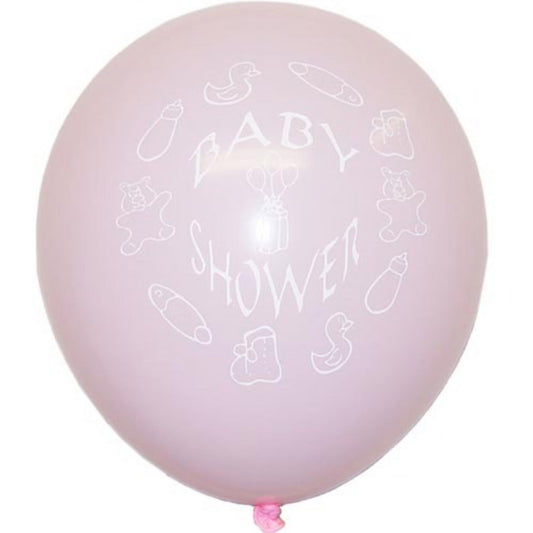 12 In. Pink "Baby Shower" Latex Balloons | 10 Count