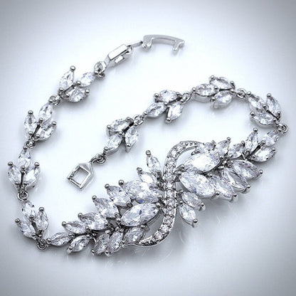 "Azalea" - Cubic Zirconia Bridal Bracelet and Earrings Set