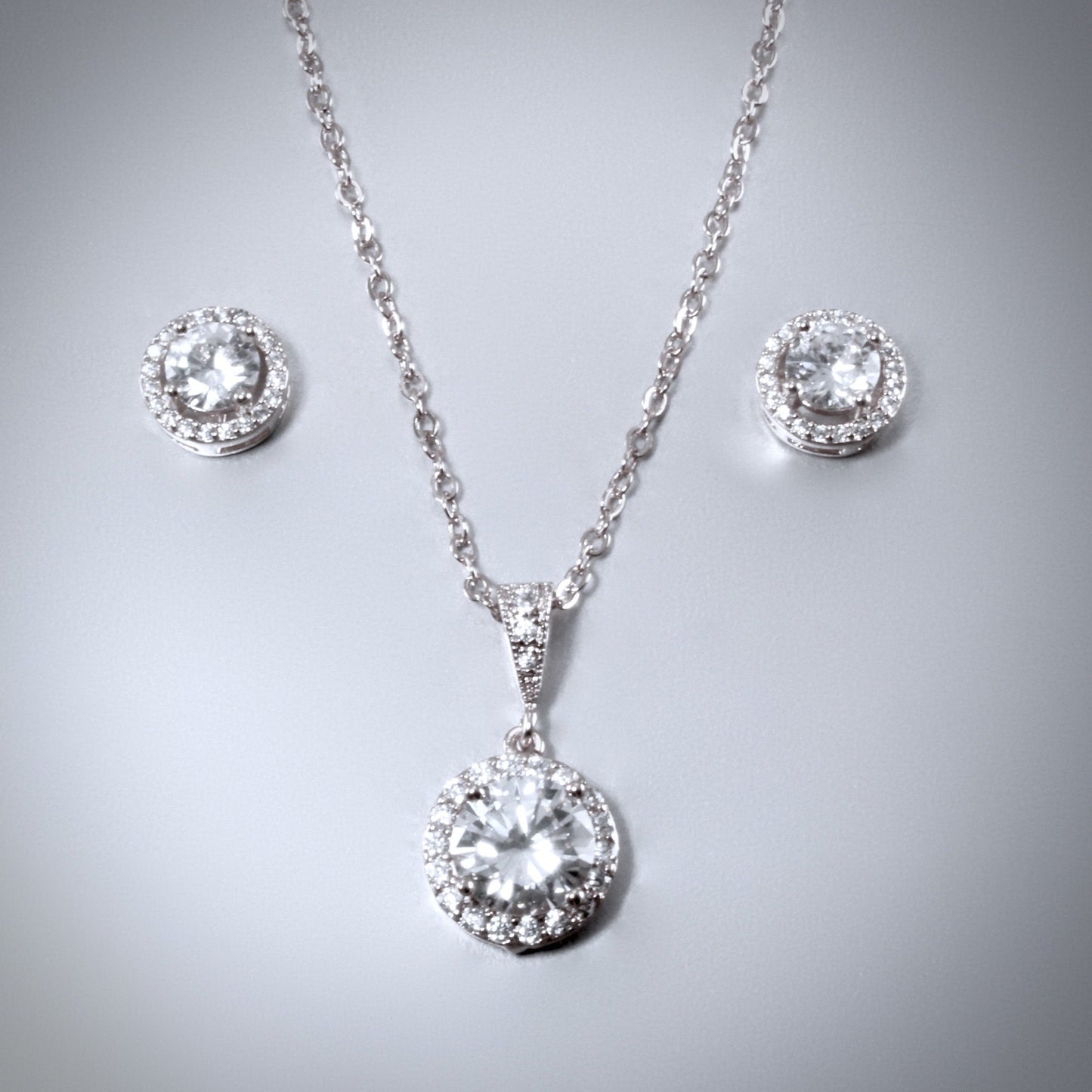 "Pandora" - Bridesmaid Necklace and Earrings Set - Available in Rose Gold, Silver and Yellow Gold
