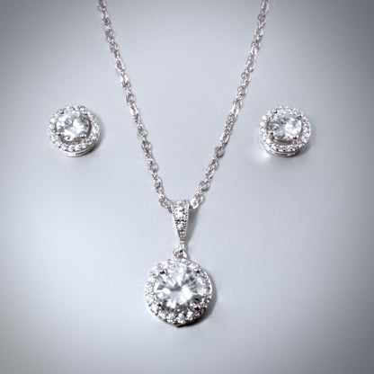 "Pandora" - Bridesmaid Necklace and Earrings Set - Available in Rose Gold, Silver and Yellow Gold