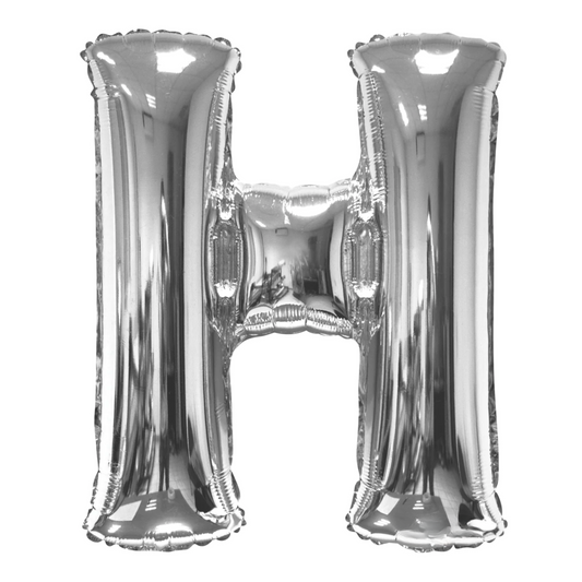 34 In. Silver Letter H Balloon