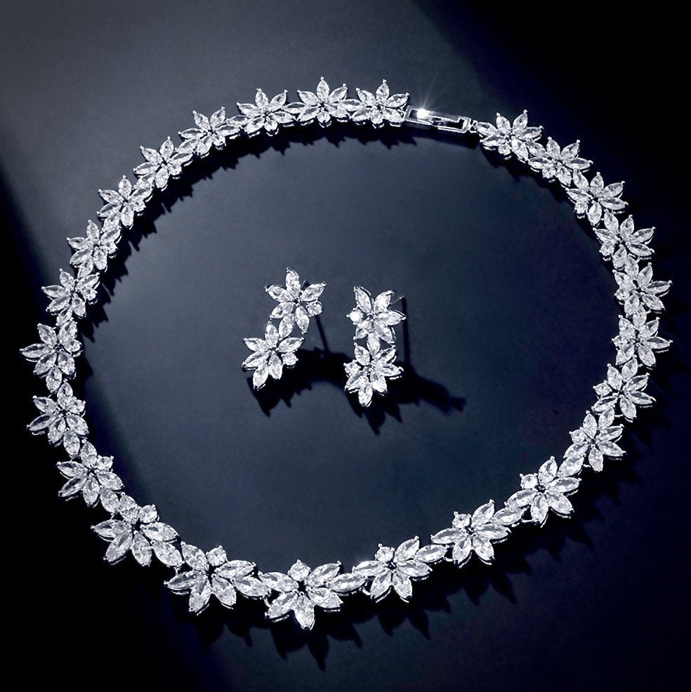 Heather - Cubic Zirconia Bridal Jewelry Set - Available in Silver and Gold
