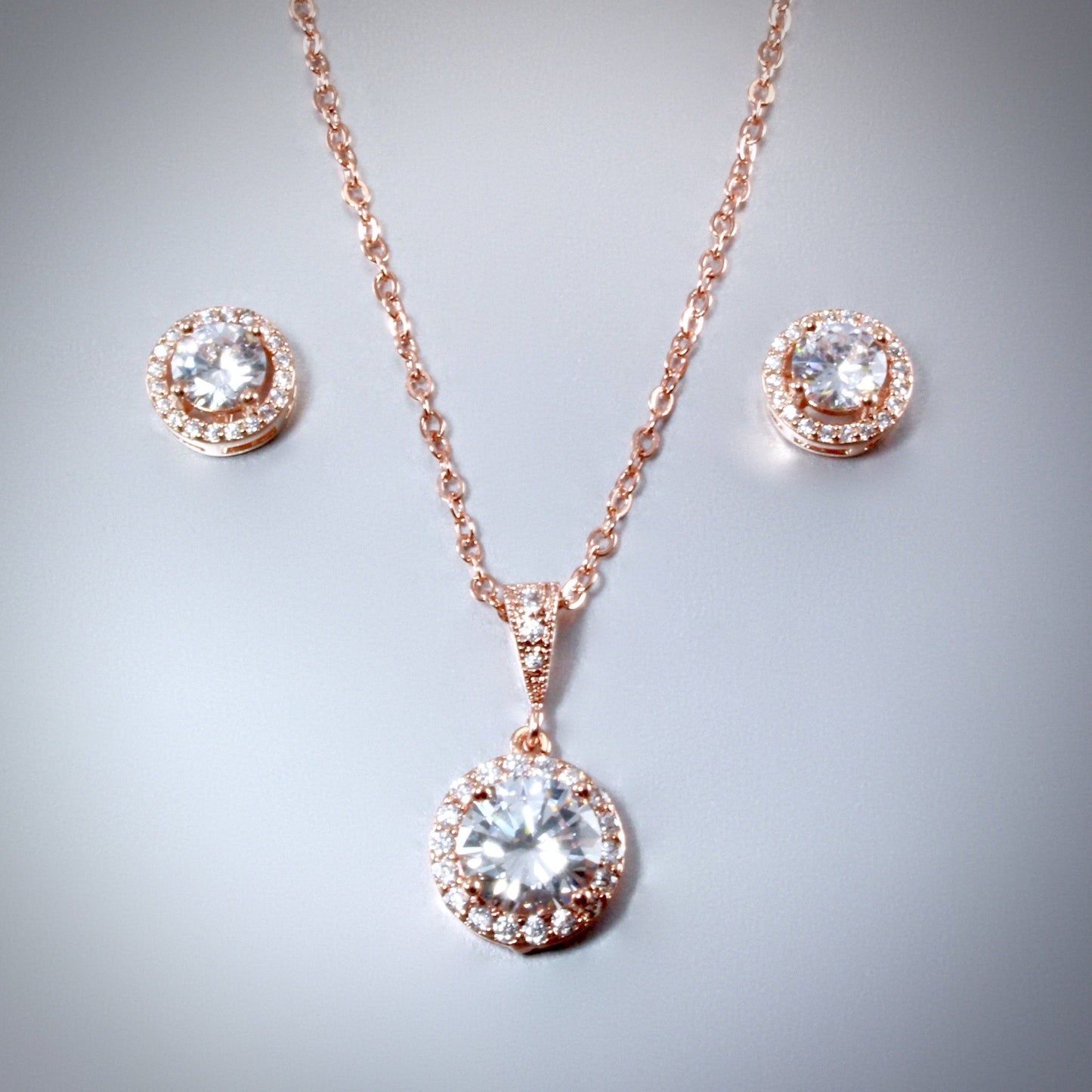 "Pandora" - Bridesmaid Necklace and Earrings Set - Available in Rose Gold, Silver and Yellow Gold