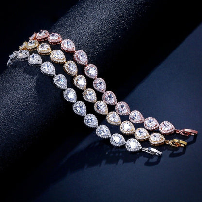 Francesca - Cubic Zirconia Bridal Bracelet - Available in Silver, Rose Gold and Yellow Gold