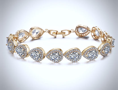 Francesca - Cubic Zirconia Bridal Bracelet - Available in Silver, Rose Gold and Yellow Gold