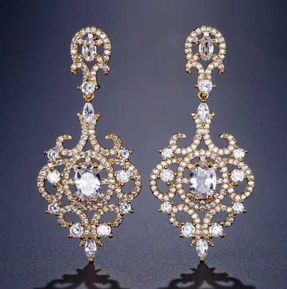 Tiffany - Cubic Zirconia Bridal Earrings - Available in Rose Gold, Silver and Yellow Gold