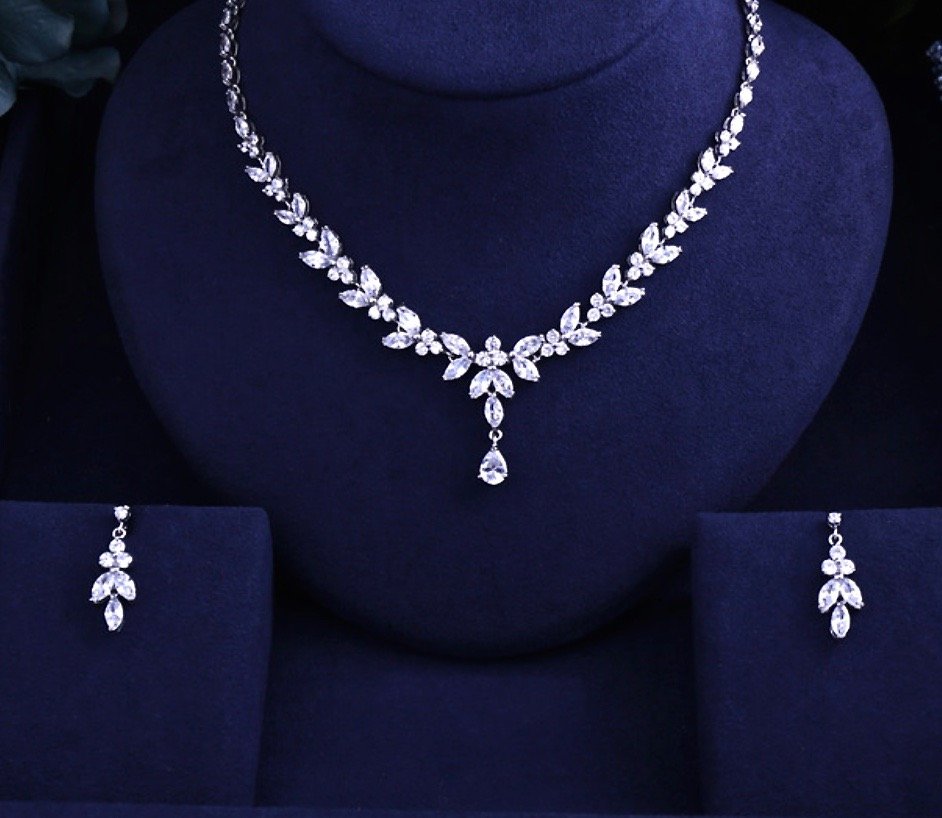 Rebecca - Cubic Zirconia Bridal Jewelry Set - Available in Silver, Yellow Gold and Rose Gold
