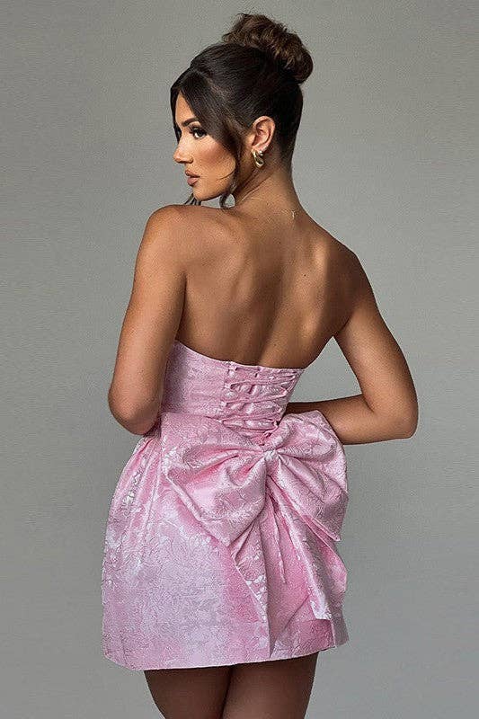 Sexy Jacquard Strapless Bow Dress
