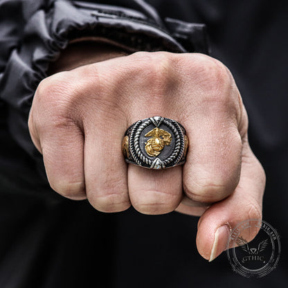 Eagle Globe Anchor Stainless Steel Marine Ring